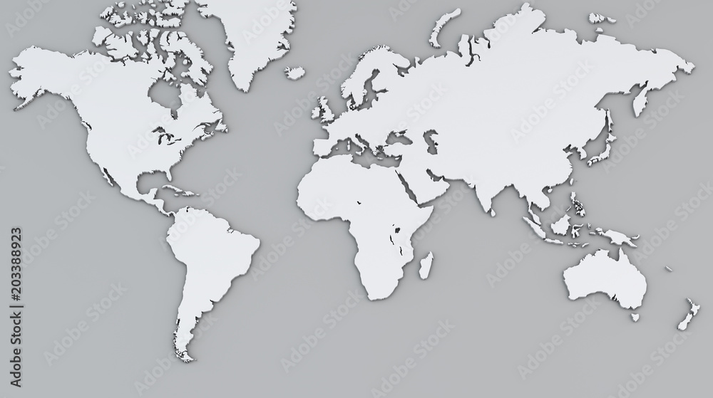 Illustrazione Stock Cartina mondo bianca, cartina geografica