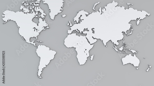 Fototapeta Naklejka Na Ścianę i Meble -  Cartina mondo bianca, cartina geografica, cartografia, atlante