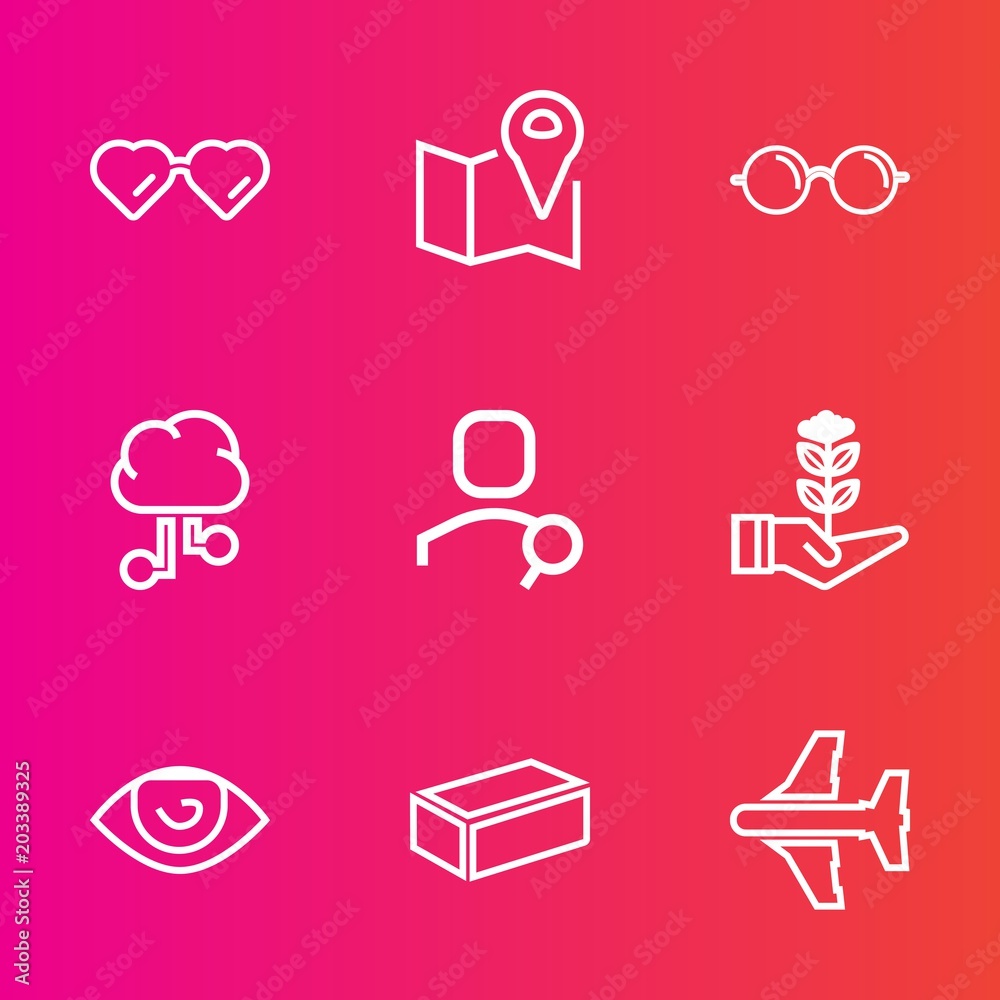 Premium set with outline vector icons. Such as sight, cloud, eye, tree, life, building, human, navigation, construction, material, technology, eyesight, airplane, growth, plane, communication, optical Premium set with outline vector icons. Such as sight, cloud, eye, tree, life, building, human, navigation, construction, material, technology, eyesight, airplane, growth, plane, communication, optical