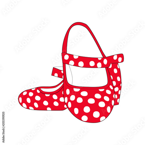 Red flamenco heels with whites dots. Typical Spanish.Vector illustration.