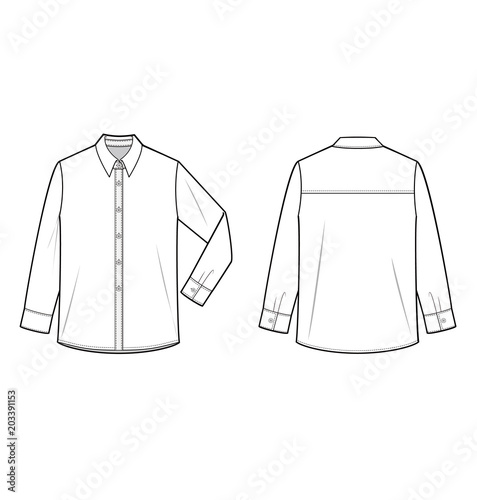 Shirt Top fashion flat technical drawing template