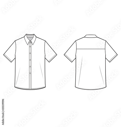 Shirt Top fashion flat technical drawing template	