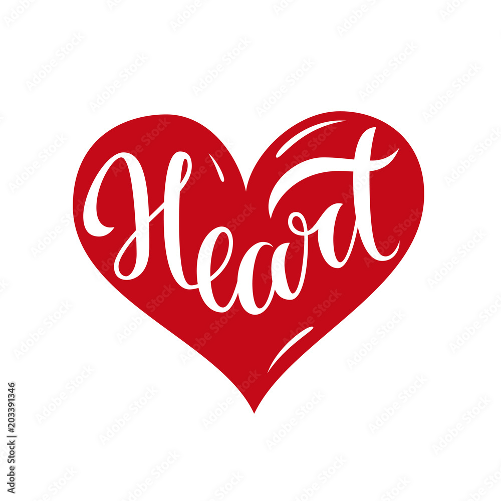 Red heart with handwritten word Red heart with handwritten word