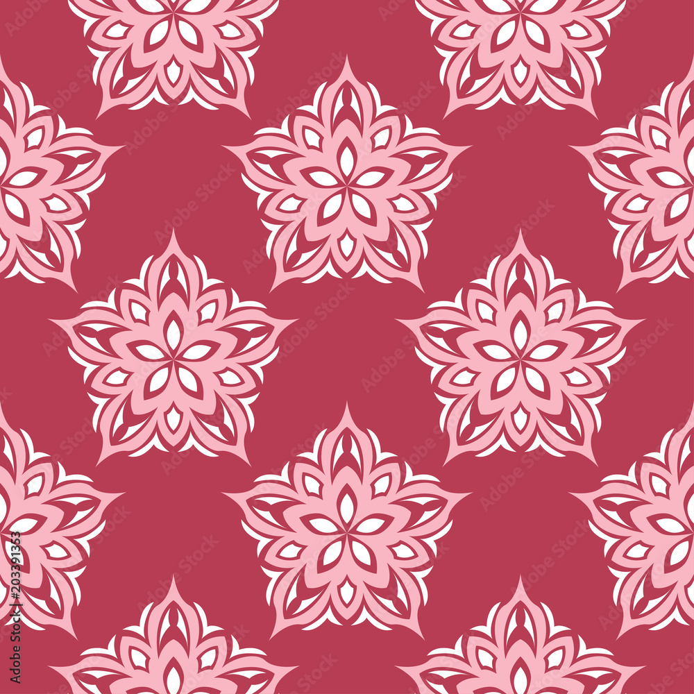 Red floral seamless pattern. Pale red and beige colored background Red floral seamless pattern. Pale red and beige colored background
