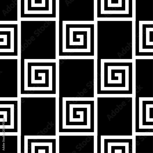 Black and white geometric ornament. Seamless pattern