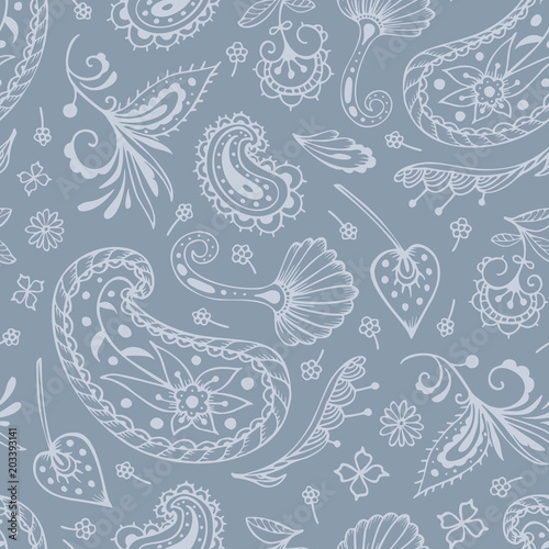 Fototapeta Naklejka Na Ścianę i Meble -  seamless pattern with paisley and oriental motifs