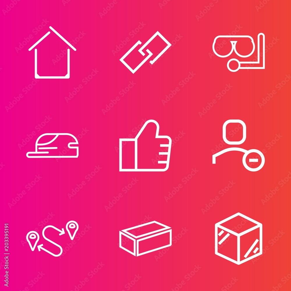 Premium set with outline vector icons. Such as box, glass, water, sign, interface, hat, modern, element, web, packaging, destination, position, real, internet, construction, building, product, account Premium set with outline vector icons. Such as box, glass, water, sign, interface, hat, modern, element, web, packaging, destination, position, real, internet, construction, building, product, account