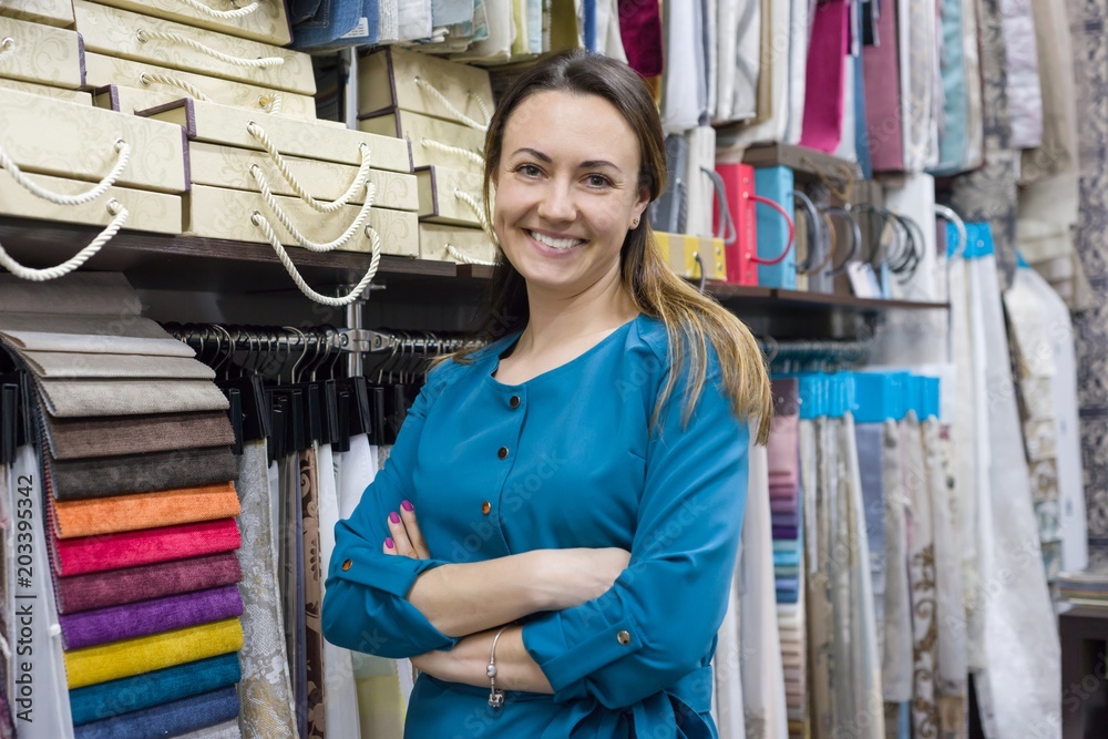 Female saleswoman, interior designer in showroom