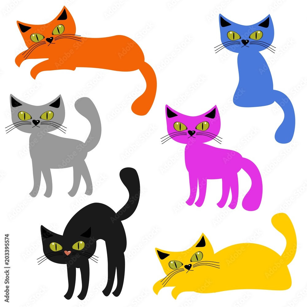 nice cats on white background 