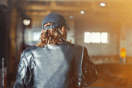 man in leather jacket
