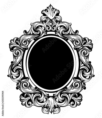 Vintage luxury mirror frame Vector. Baroque intricate ornament line arts