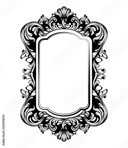 Vintage luxury mirror frame Vector. Baroque intricate ornament line arts