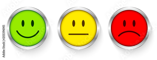 3 Mood Faces Green/Yellow/Red Silver