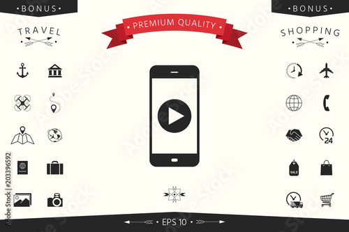 Business Phone with  play button  icon