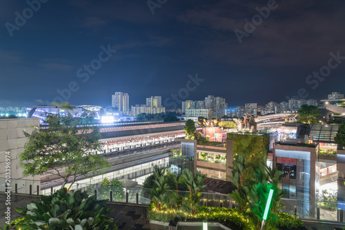 Photography Office and residential buildings in Singapore at evening