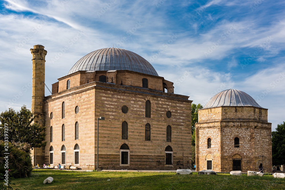 View of the historic Kursum Mosque in the city of Trikala in Greece