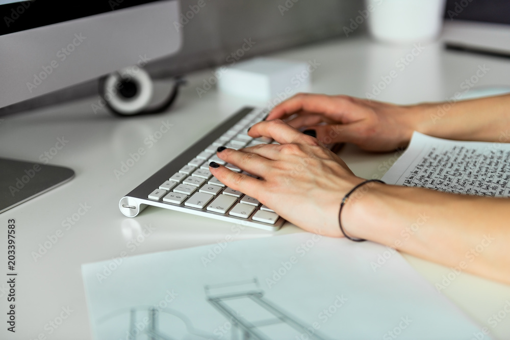 Fototapeta premium Typing on keyboard