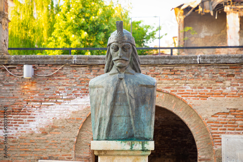 A bust of Vlad Tepes, Vlad the Impaler, the inspiration for Dracula, in the Old Princely Court, Curtea Veche, in Bucharest, Romania photo