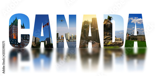 Картината върху платно Canada collage reflected on white