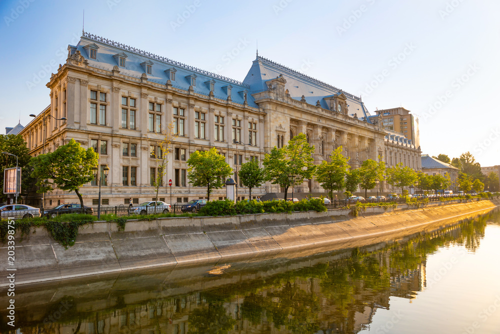 Palace of Justice in sunset in Bucharest, Romania
