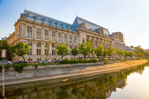 Palace of Justice in sunset in Bucharest, Romania
