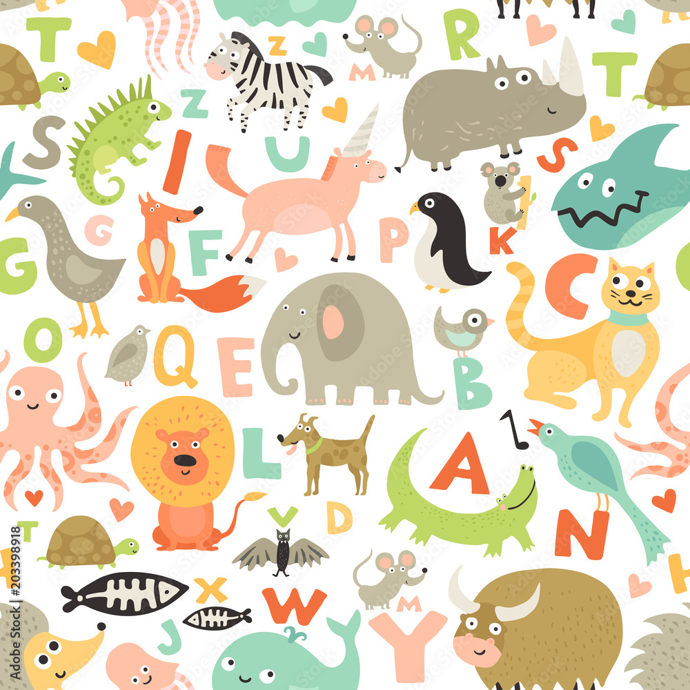 Children Alphabet Seamless Pattern Children Alphabet Seamless Pattern