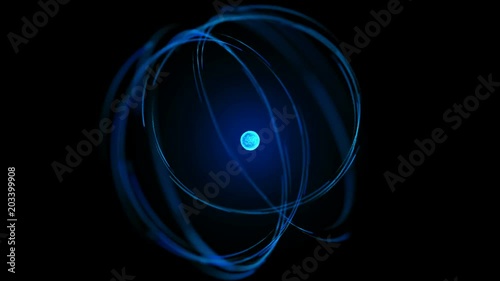 3d video of Atom Spinning. Science concept
