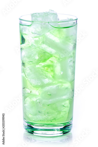 green drink with ice cubes