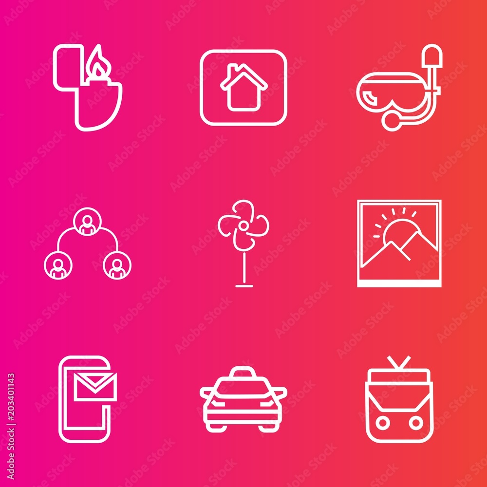 Premium set with outline vector icons. Such as air, house, fire, leather, taxi, cooler, mail, water, object, property, gas, vehicle, picture, building, window, cigarette, hierarchy, home, lighter, new Premium set with outline vector icons. Such as air, house, fire, leather, taxi, cooler, mail, water, object, property, gas, vehicle, picture, building, window, cigarette, hierarchy, home, lighter, new