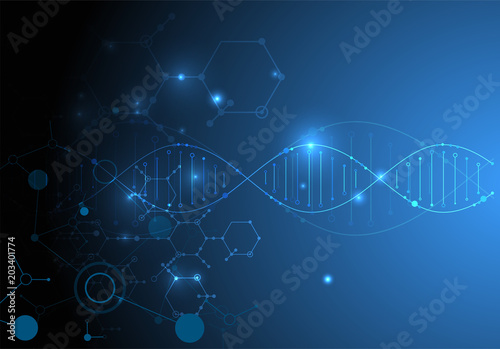 Science template, wallpaper or banner with a DNA molecules.