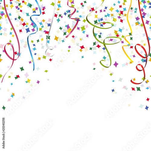 colored streamers and confetti background