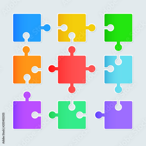paper puzzle infographics, stock vector illustration