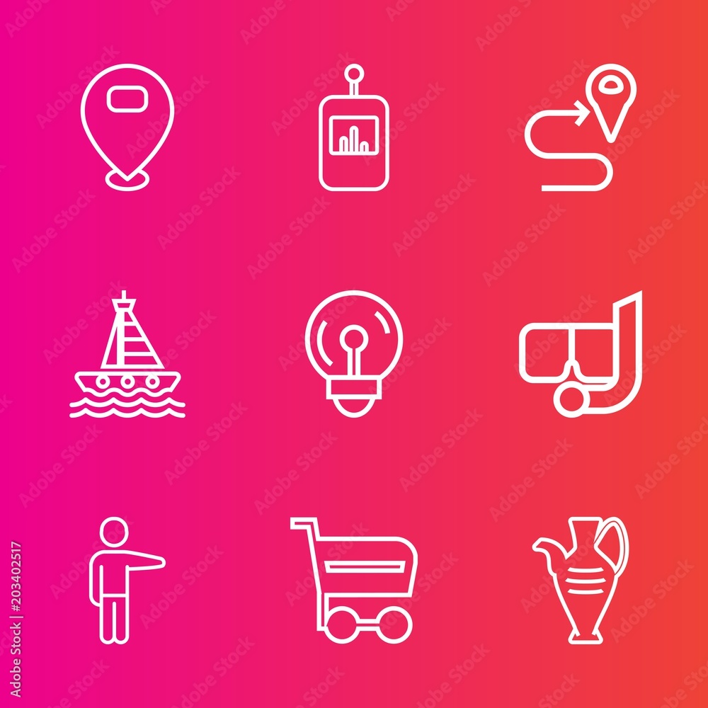 Premium set with outline vector icons. Such as pottery, map, remote, shop, snorkel, equipment, trolley, technology, ocean, boat, white, video, navigation, sea, location, vase, jug, energy, marker, pin Premium set with outline vector icons. Such as pottery, map, remote, shop, snorkel, equipment, trolley, technology, ocean, boat, white, video, navigation, sea, location, vase, jug, energy, marker, pin