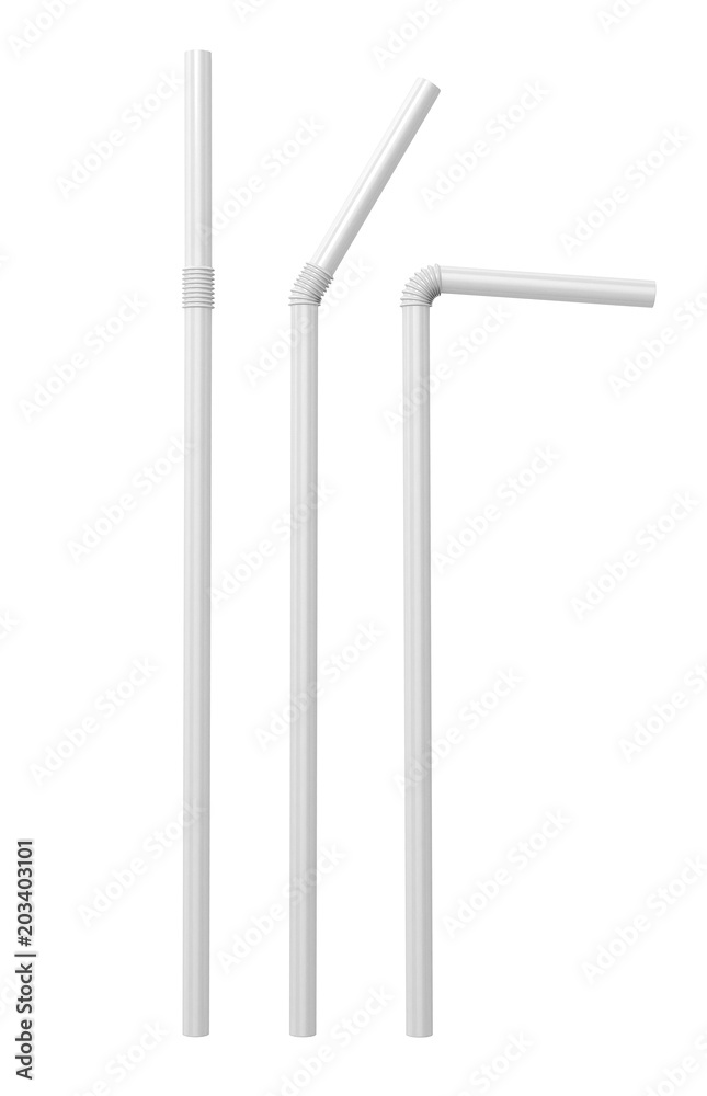 3D Illustration Of white Cocktail straws 3D Illustration Of white Cocktail straws