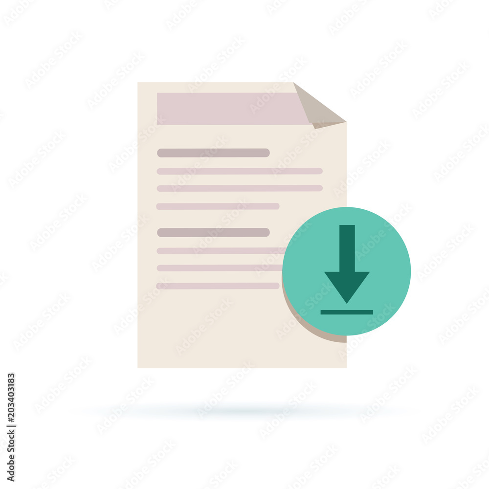 Vector Download file icon. Document symbol with arrow illustration. Modern, simple flat vector illustration Vector Download file icon. Document symbol with arrow illustration. Modern, simple flat vector illustration