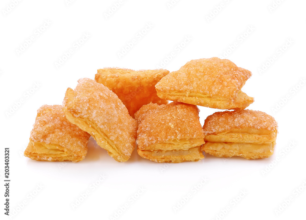 Biscuits butter with sugar on white background Biscuits butter with sugar on white background
