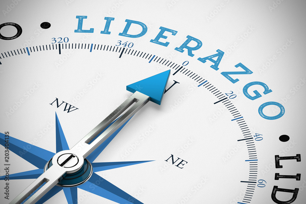 Kompass zeigt in Richtung Liderazgo / Führung Kompass zeigt in Richtung Liderazgo / Führung