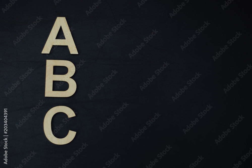 ABC Wooden Laser Cut Letters Isoalted flat Alphabet A,B,C Children Education School Copy space ABC Wooden Laser Cut Letters Isoalted flat Alphabet A,B,C Children Education School Copy space