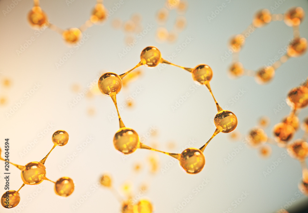 Abstract gold and orange molecule background,3d rendering. Abstract gold and orange molecule background,3d rendering.