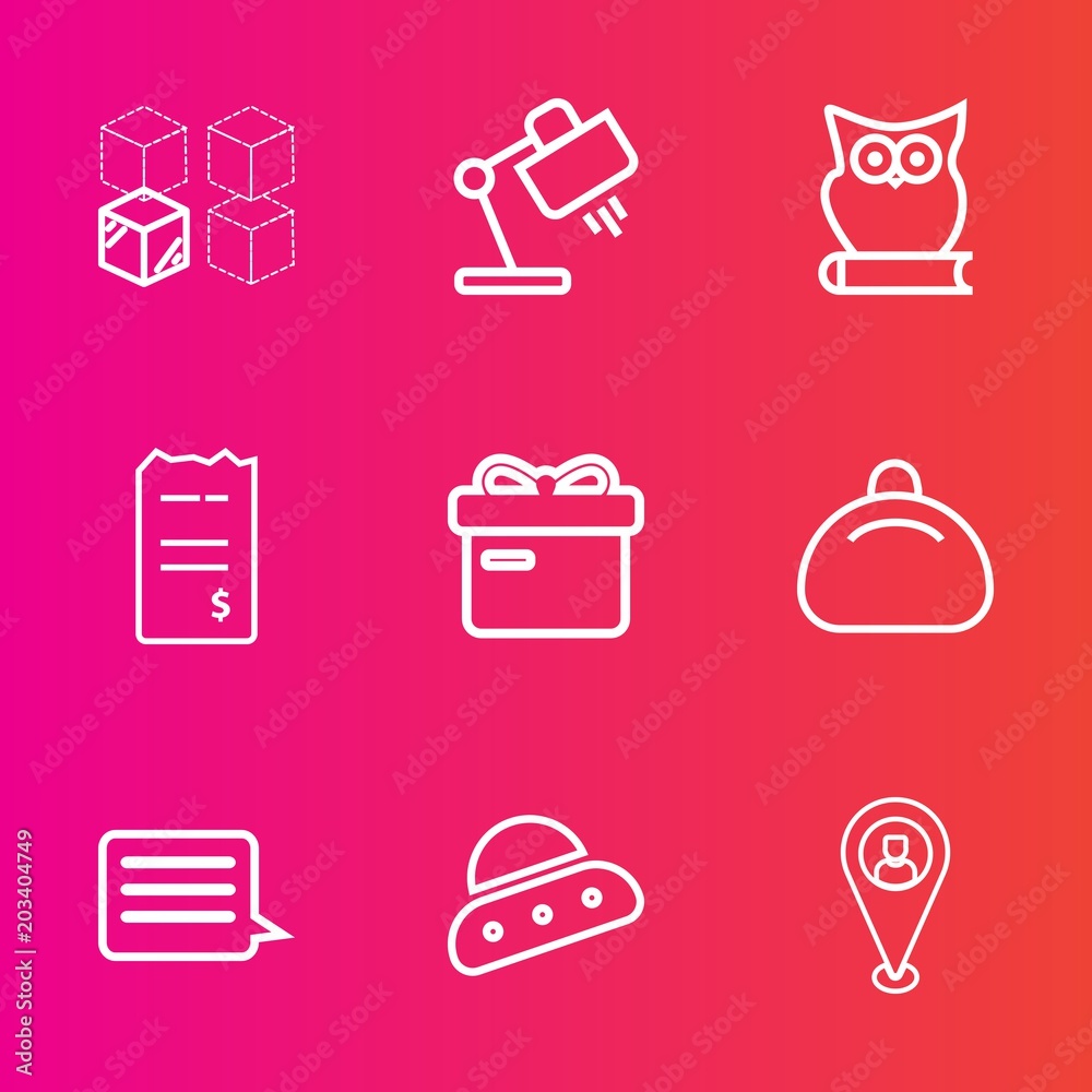 Premium set with outline vector icons. Such as people, home, pin, sign, transfer, gift, owl, present, bird, replacement, technology, object, money, style, package, paper, white, animal, space, table Premium set with outline vector icons. Such as people, home, pin, sign, transfer, gift, owl, present, bird, replacement, technology, object, money, style, package, paper, white, animal, space, table