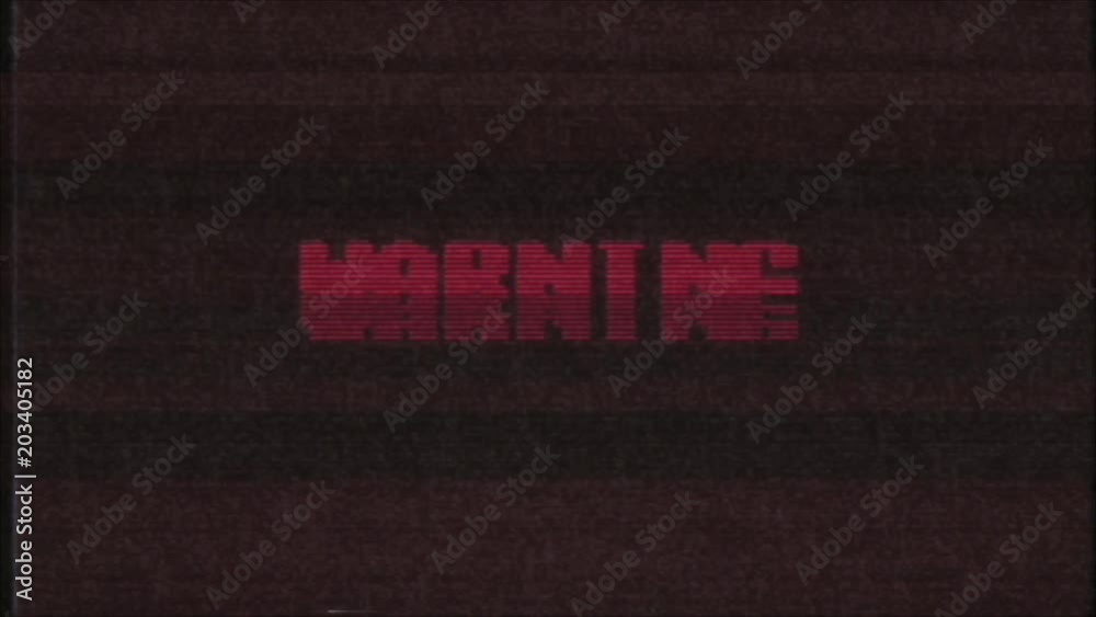 retro videogame WARNING word text computer tv glitch interference noise screen animation seamless loop New quality universal vintage motion dynamic animated background colorful joyful video m