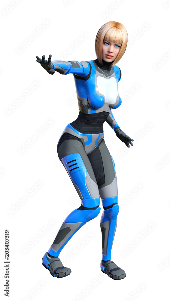 3D Rendering Female Robot on White 3D Rendering Female Robot on White