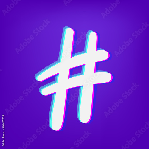 Hashtag sign. Vector illustration.