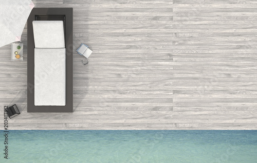 фотографія top view of the beach lounge - sundeck on sea view for vacation