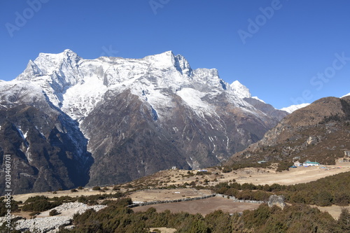 Namche Bazaar airstrip and Kongde Ri in the background