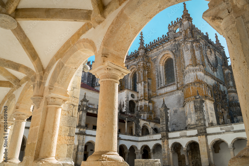 Dom Joao III Cloister in the Templar Convent of Christ in Tomar, Portugal. Dom Joao III Cloister in the Templar Convent of Christ in Tomar, Portugal.