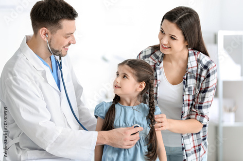 Children's doctor examining...