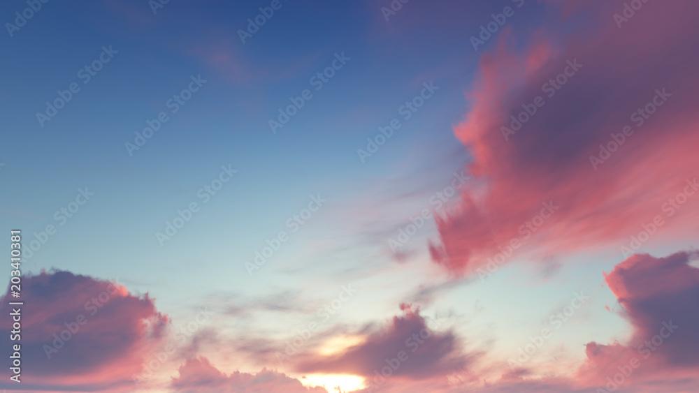 3d rendering illustration sunset sky background