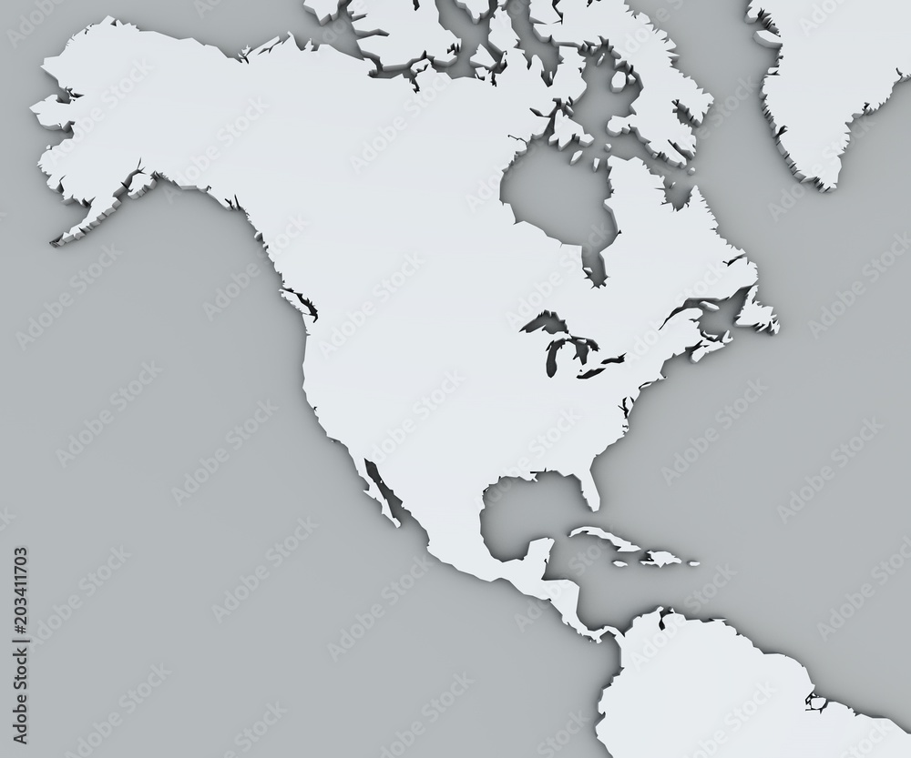 Cartina del Nord America, bianca, cartina geografica. Cartografia, atlante  geografico Stock Illustration | Adobe Stock
