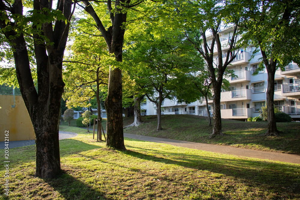 Park located in Takesato Complex apartment of Kasukabe City, Saitama, Japan